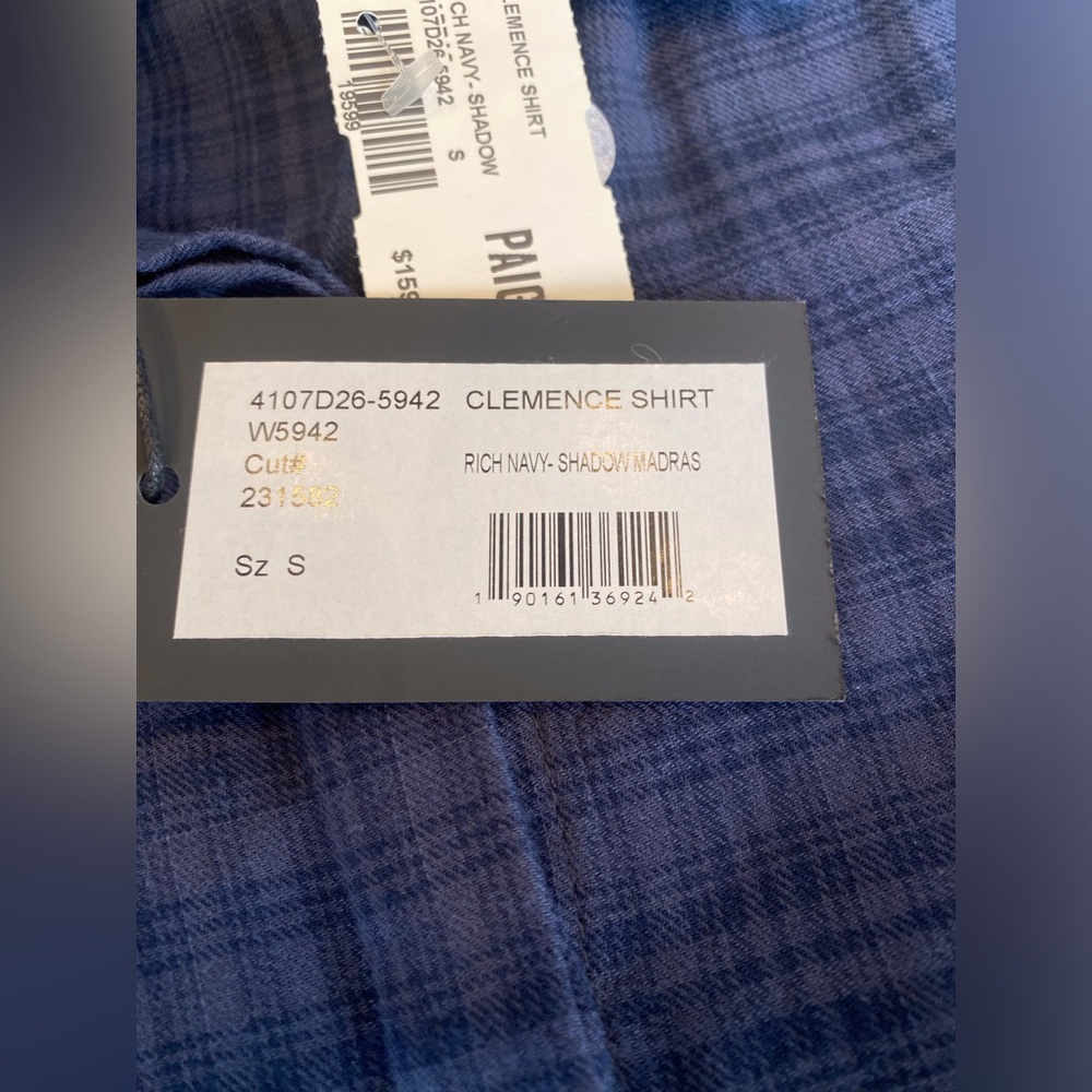 NWT Paige Clemence Rich Navy Flannel Shirt - Picture 3 of 4